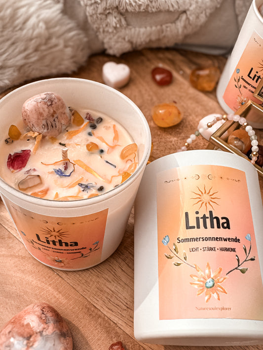 Edelsteinkerze „Litha“ Licht, Stärke & Harmonie