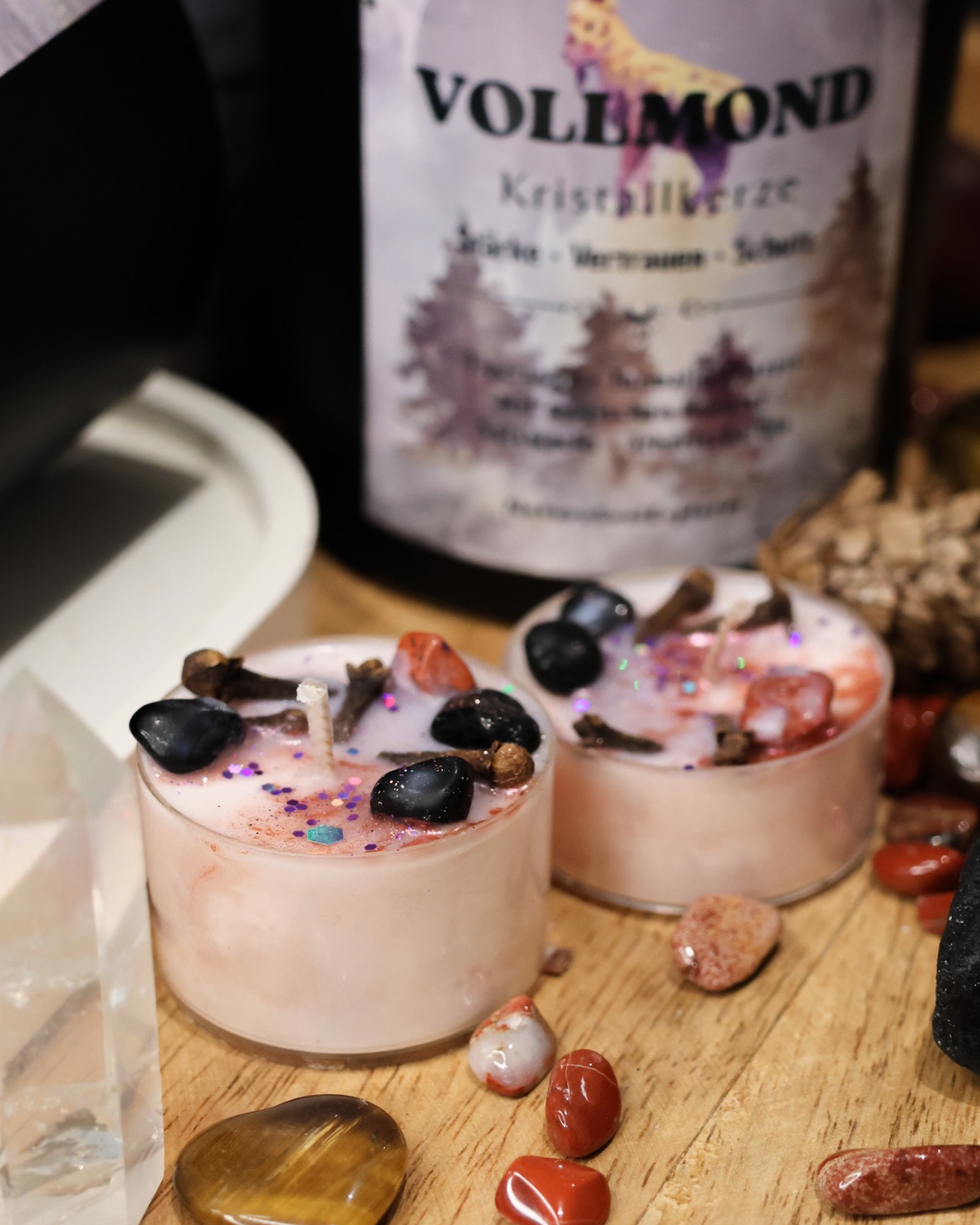 Kristallkerze Vollmond Stärke, Vertrauen, Schutz